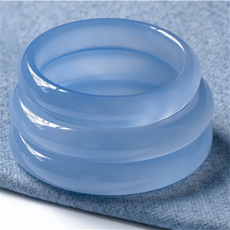 Buddha Stones Blue Chalcedony Emotional Balance Bracelet Bangle