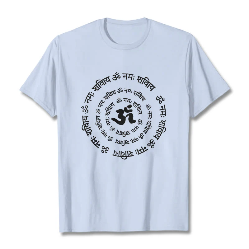 Buddha Stones OM Symbol Sanskrit Mantras Design Cotton Tee T-shirt