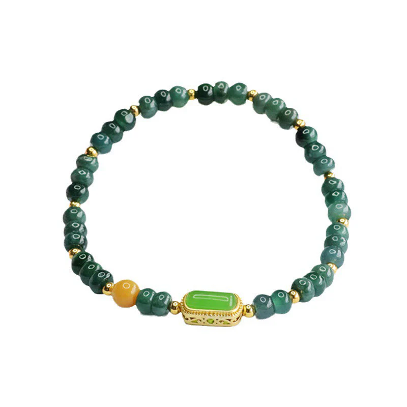 Buddha Stones Natural Green Jade Topaz Luck Bracelet