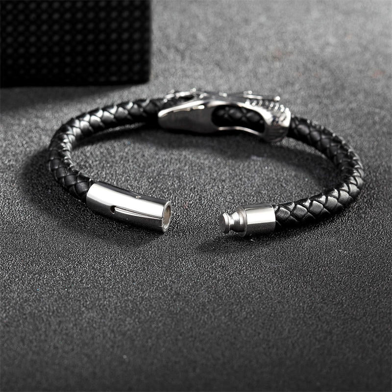 Dragon Leather Titanium Steel Luck Braided Bracelet Bangle (Extra 30% Off | USE CODE: FS30)