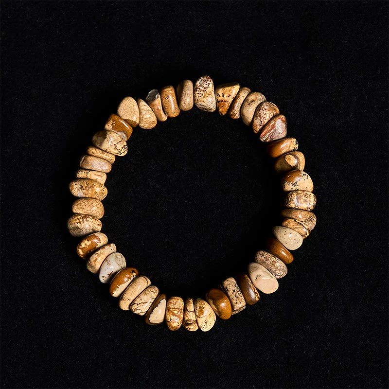 Buddha Stones Picture Jasper Irregular Blocks Balance Bracelet