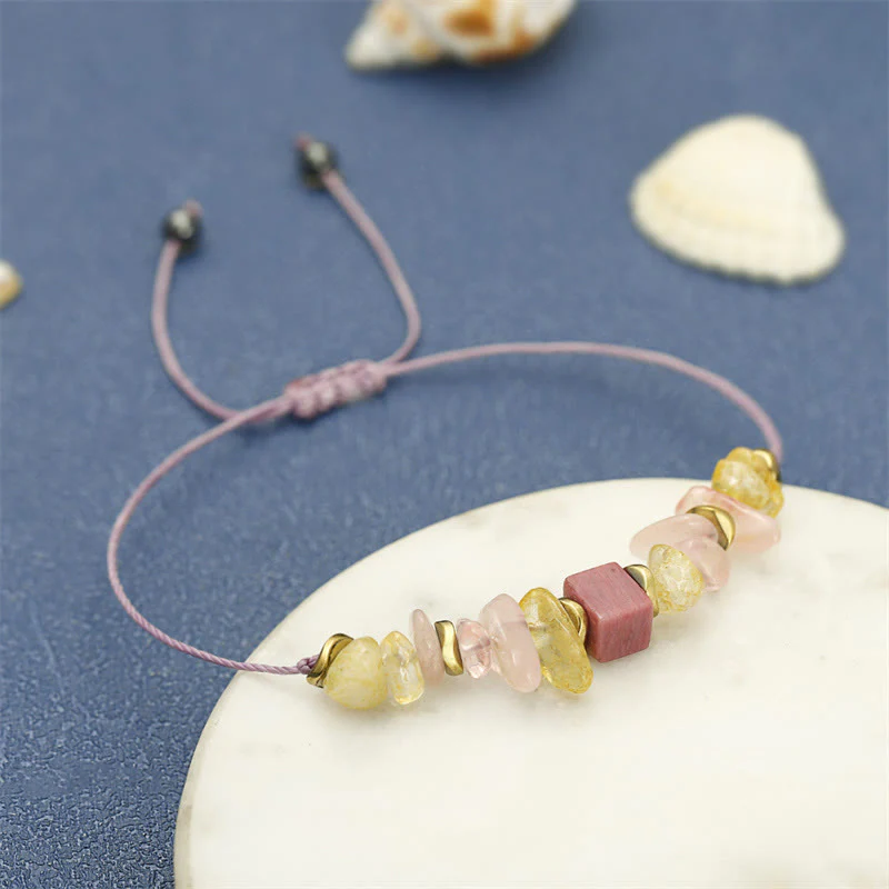 Buddha Stones Thank You Rose Quartz Citrine Rhodonite Passionate Bracelet