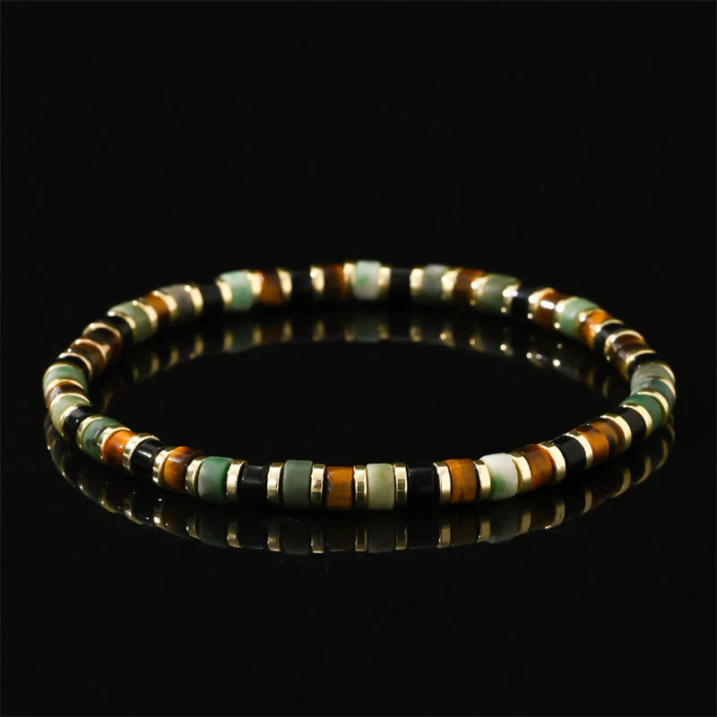 Buddha Stones Natural Hematite Tiger Eye Stones Support Bracelet