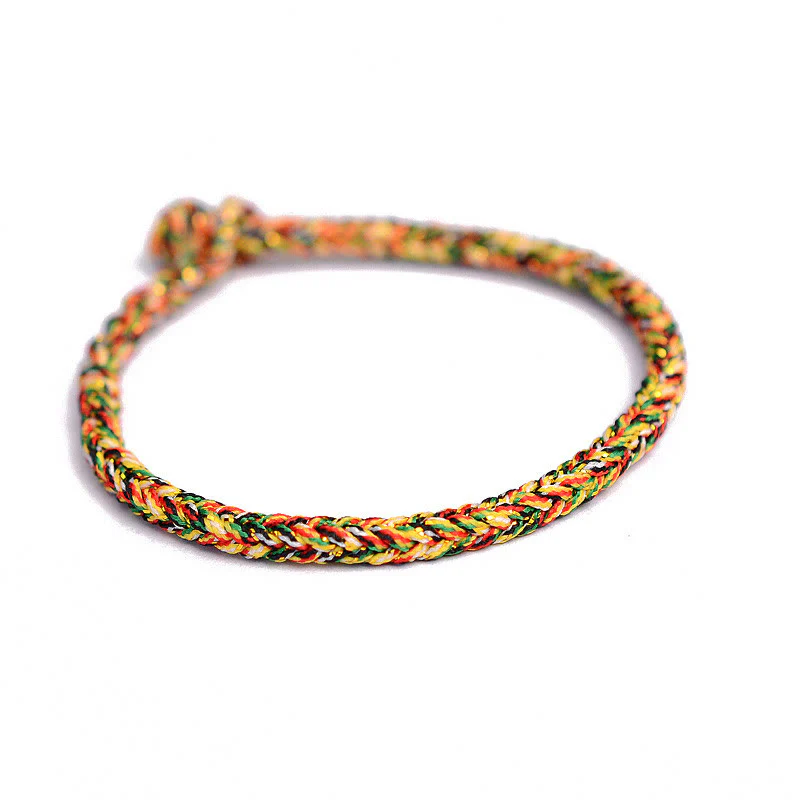 Buddha Stones Tibetan Handmade Eight Thread Peace Knot Protection Braided String Bracelet