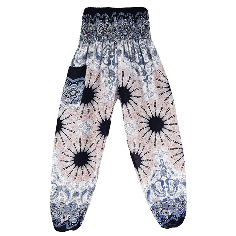Buddha Stones Geometric Mandala Pattern Loose Harem Trousers High Waist Women's Yoga Pants