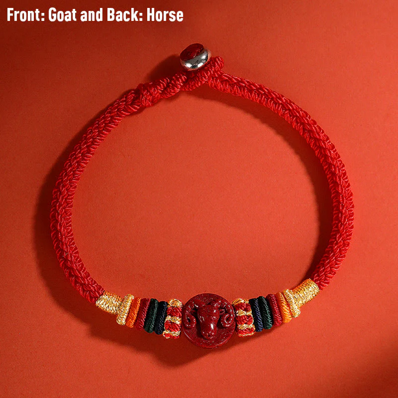 Buddha Stones Year of the Dragon 925 Sterling Silver Chinese Zodiac Cinnabar Auspicious Matches Blessing Bracelet (Extra 30% Off | USE CODE: FS30)