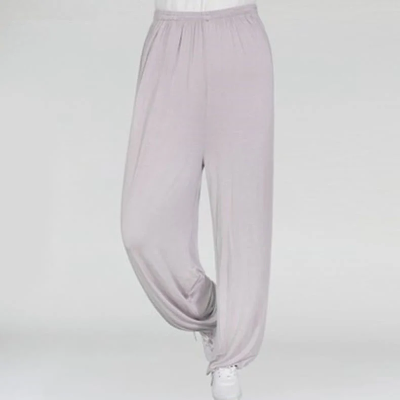 Buddha Stones Summer Elastic Waist Tai Chi Qigong Practice Modal Unisex Pants