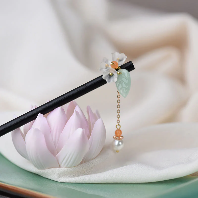 Buddha Stones Ebony Liuli Lily of the Valley Courage Hairpin