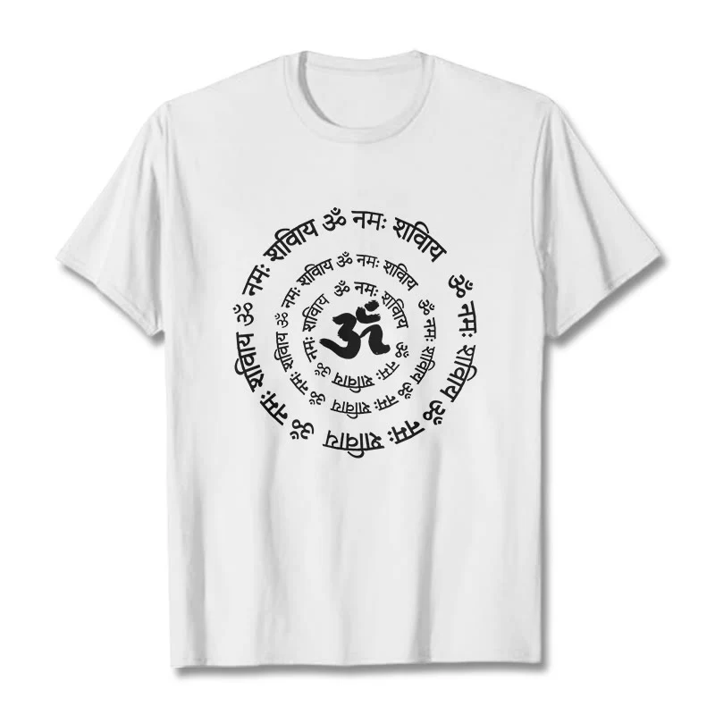 Buddha Stones OM Symbol Sanskrit Mantras Design Cotton Tee T-shirt