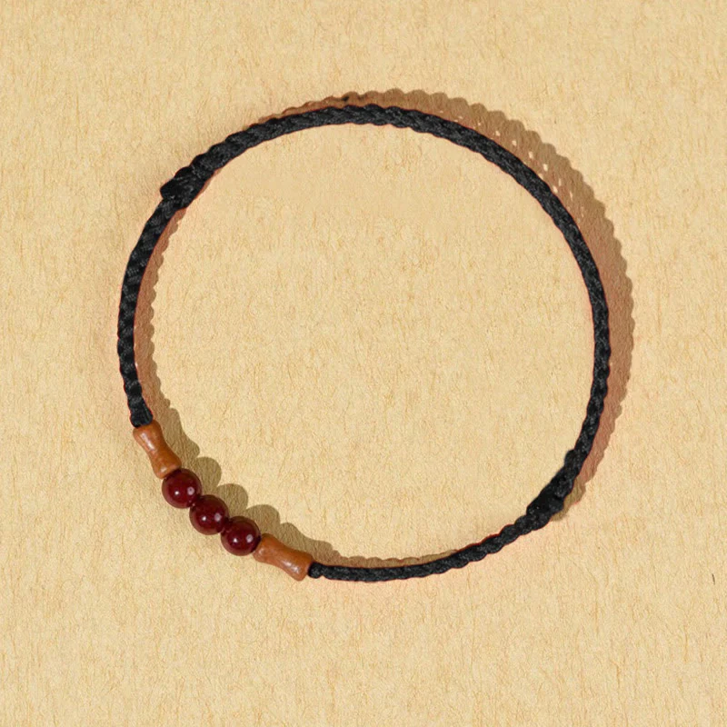 Buddha Stones Cinnabar Beads Peach Wood Blessing String Bracelet