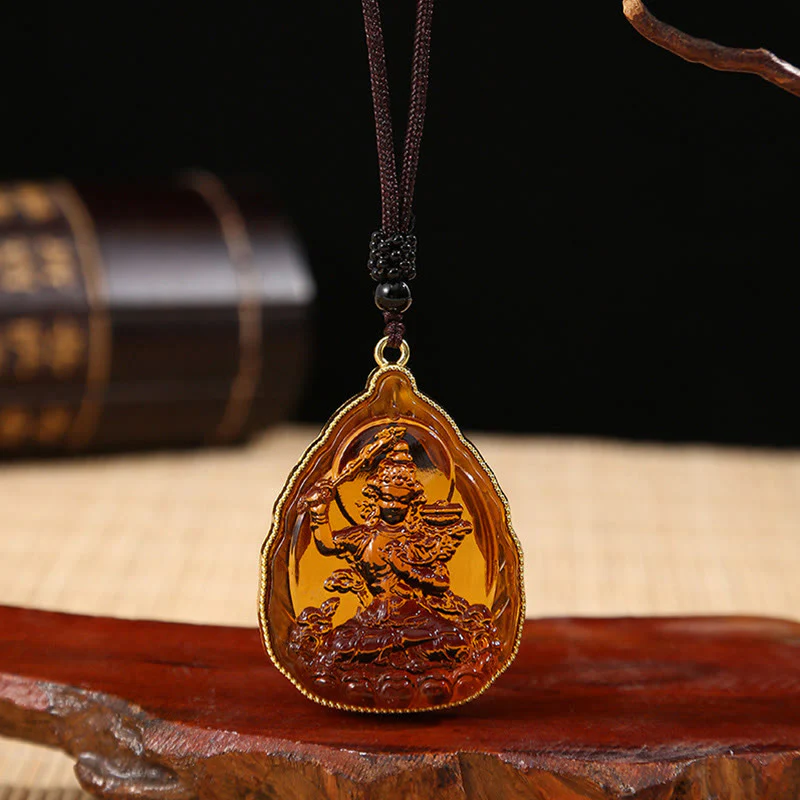 Buddha Stones Tibetan Buddha Liuli Crystal Serenity Necklace Pendant