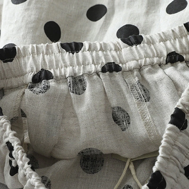 Buddha Stones Polka Dot Floral Pattern Pattern Women's Cotton Linen Harem Pants With Pockets