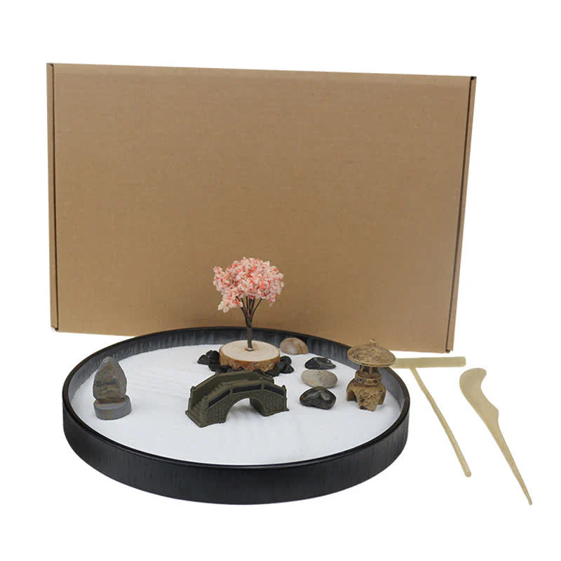 Buddha Stones Tree Small Bridge Landscape Meditation Calm Zen Garden Decoration