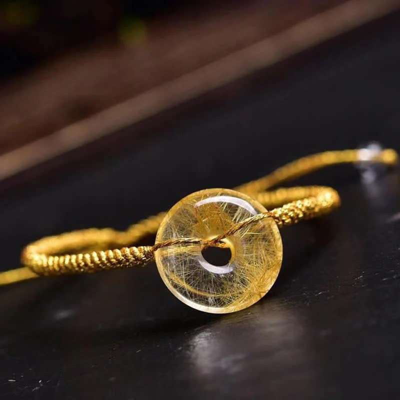 Buddha Stones Round Citrine Peace Buckle Happiness Braided Bracelet