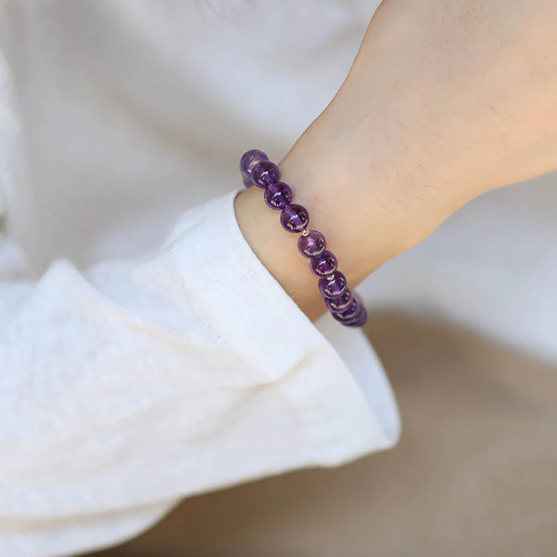 Buddha Stones Amethyst Crystal Moon Star Healing Bracelet