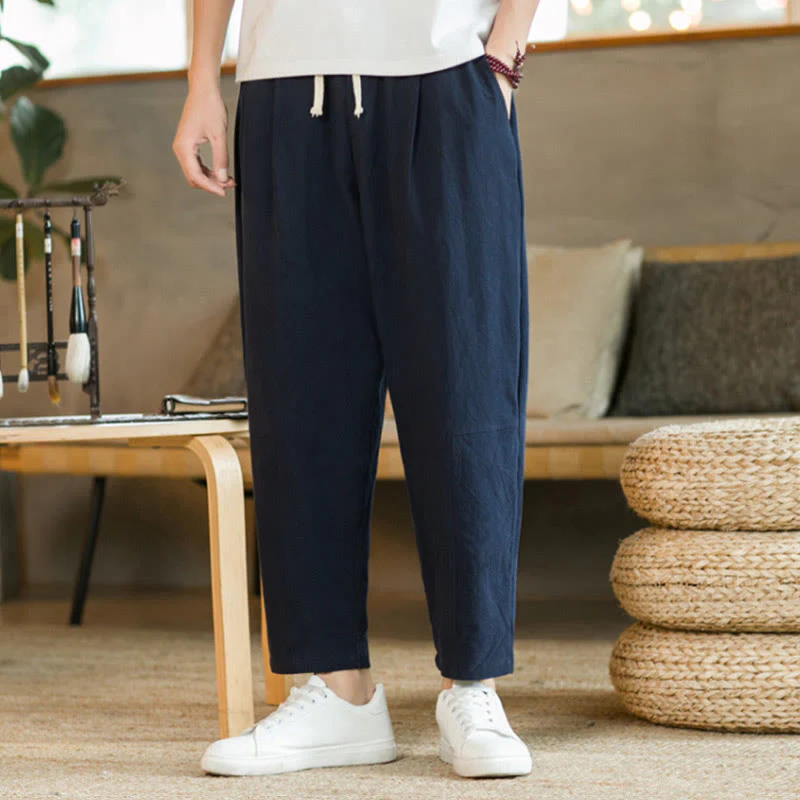 Buddha Stones Summer Men's Cotton Pants With Pockets