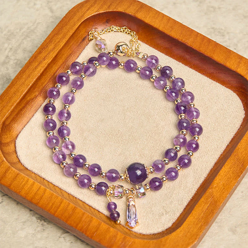 Buddha Stones Natural Amethyst Beads Balance Multi-layer Bracelet
