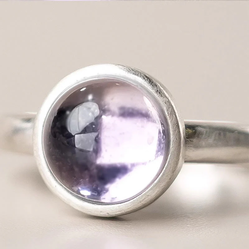 Buddha Stones Natural 925 Sterling Silver Amethyst Adjustable Balance Ring