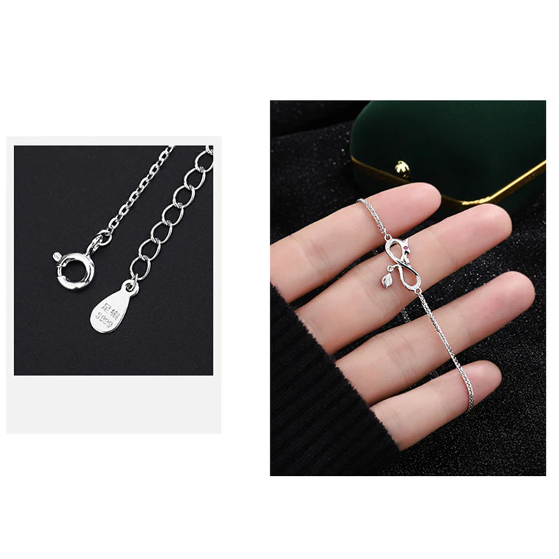 Buddha Stones Year Of The Dragon 999 Sterling Silver Zircon Endless Knot Tail Charm Luck Protection Bracelet (Extra 30% Off | USE CODE: FS30)