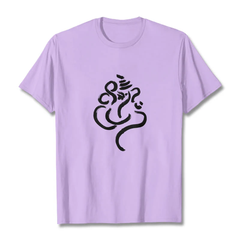 Buddha Stones Casual Ganesha Pattern Cotton Tee T-shirt