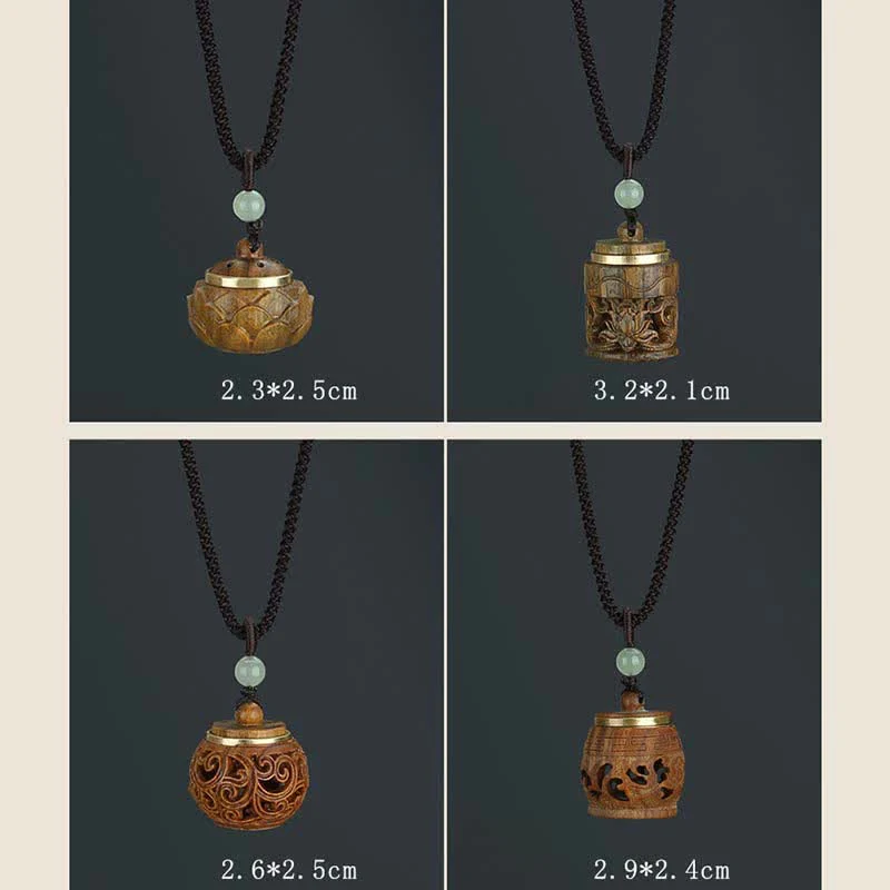 Buddha Stones Tibet Green Sandalwood Rosewood Om Mani Padme Hum Lotus Positive Soothing Necklace Pendant