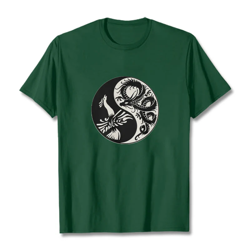 Buddha Stones Phoenix Yin Yang Cotton Tee T-shirt