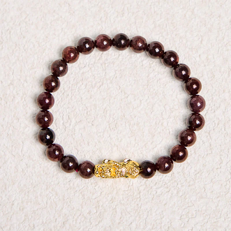 Buddha Stones Natural Garnet Beads PiXiu Protection Bracelet