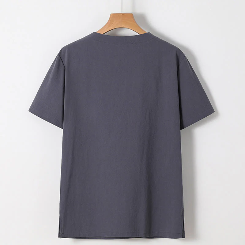 Buddha Stones 2Pcs Chinese Characters Crane Cotton Shirt Pants With Pockets Men's Meditation Cloth Set