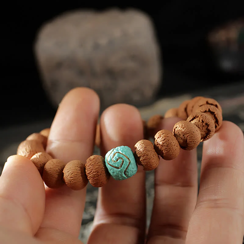 Buddha Stones Tibetan Bodhi Seed Turquoise Amber Protection Bracelet