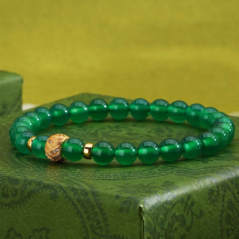 Buddha Stones Green Agate Beads Support Bracelet
