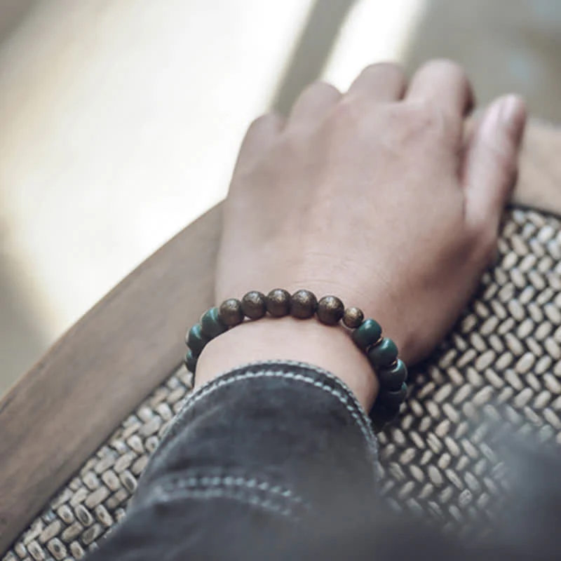 Buddha Stones Tibetan Cyan Bodhi Seed Copper Success Bracelet