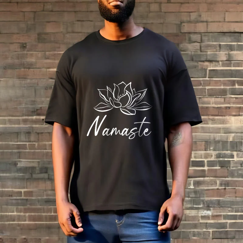 Buddha Stones Simple Lotus Flower Namaste Meditation Cotton Tee T-shirt