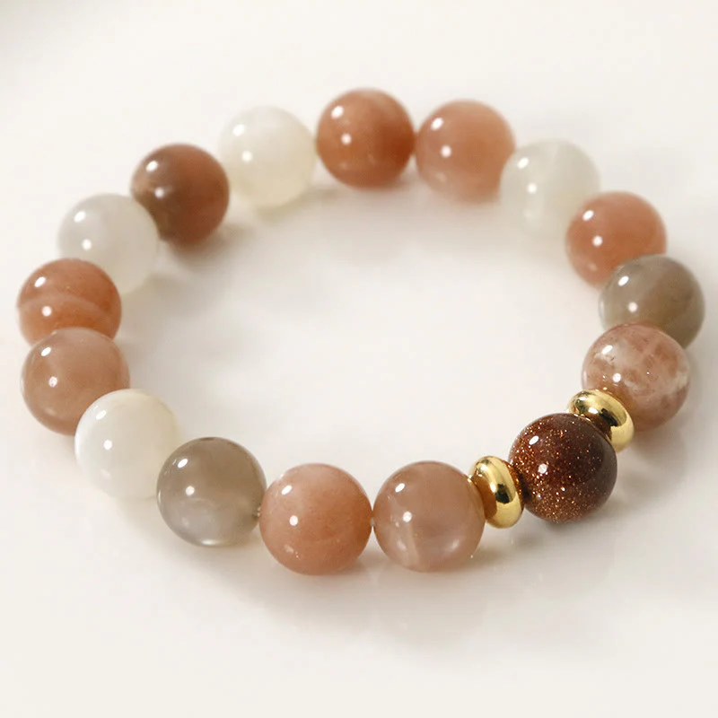 Buddha Stones Natural Sun Stone Gold Sandstone Wealth Positive Bracelet