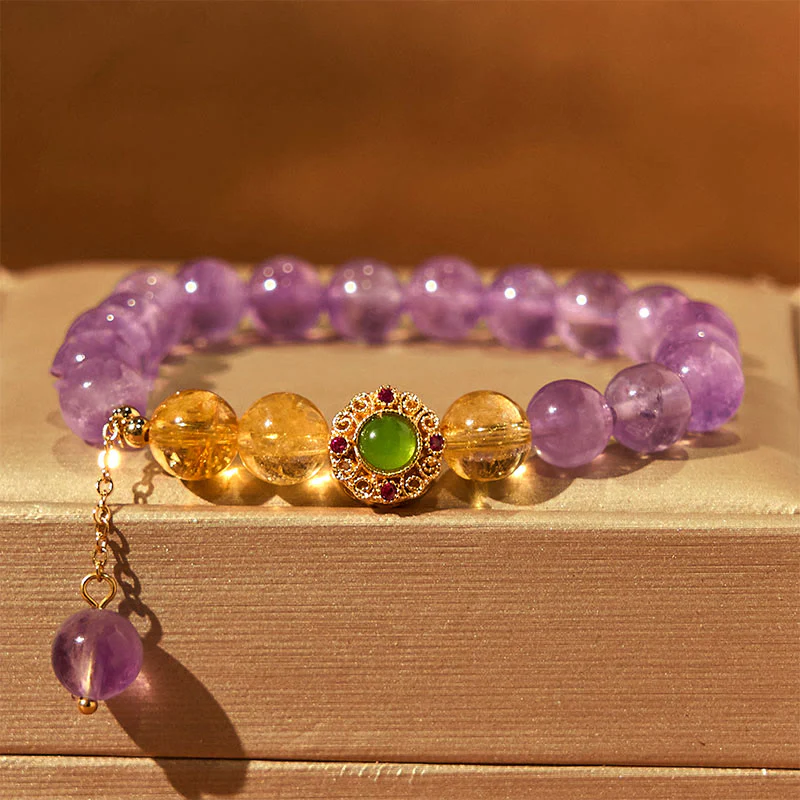 Buddha Stones Natural Amethyst Meditation Balance Bracelet