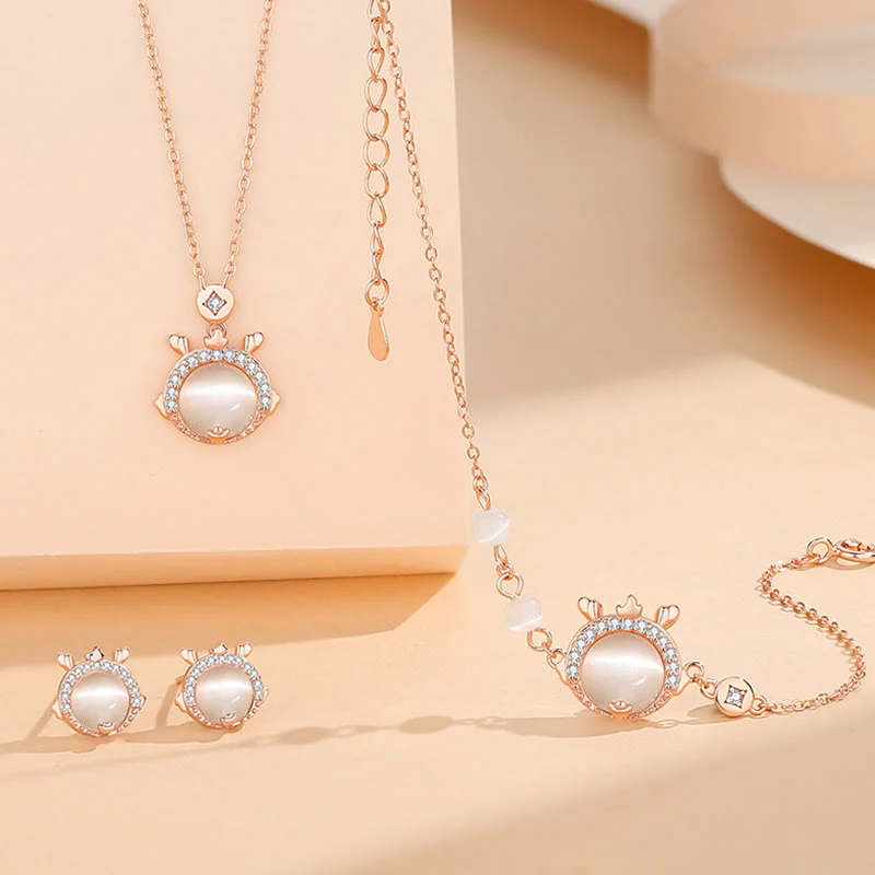 Buddha Stones 925 Sterling Silver Year of the Dragon Cat's Eye Cute Dragon Copper Coin Protection Bracelet Necklace Pendant Earrings (Extra 30% Off | USE CODE: FS30)