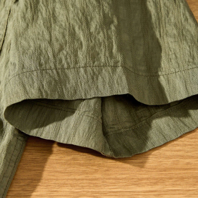 Buddha Stones Summer Solid Breathable Men's Buttons Short Sleeve Tencel Shirt