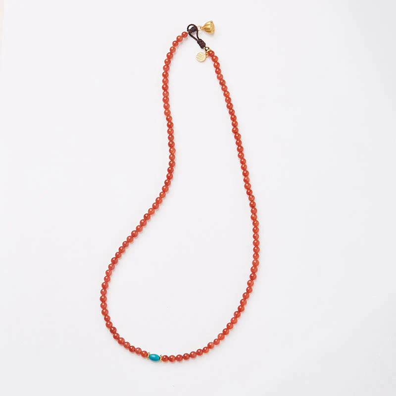 Buddha Stones 925 Sterling Silver Plated Gold Natural Red Agate Turquoise Confidence Bracelet Necklace Pendant Ring Set