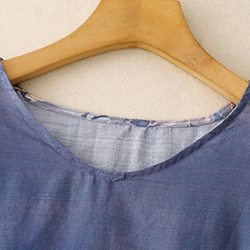 Buddha Stones White Flowers Crew Neck Cotton Half Sleeve Women's Shirt