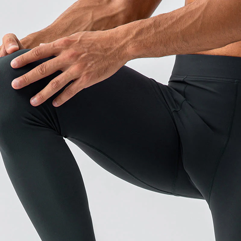 Buddha Stones Plain High Waist Elastic Breathable Sports Men's Leggings Pants