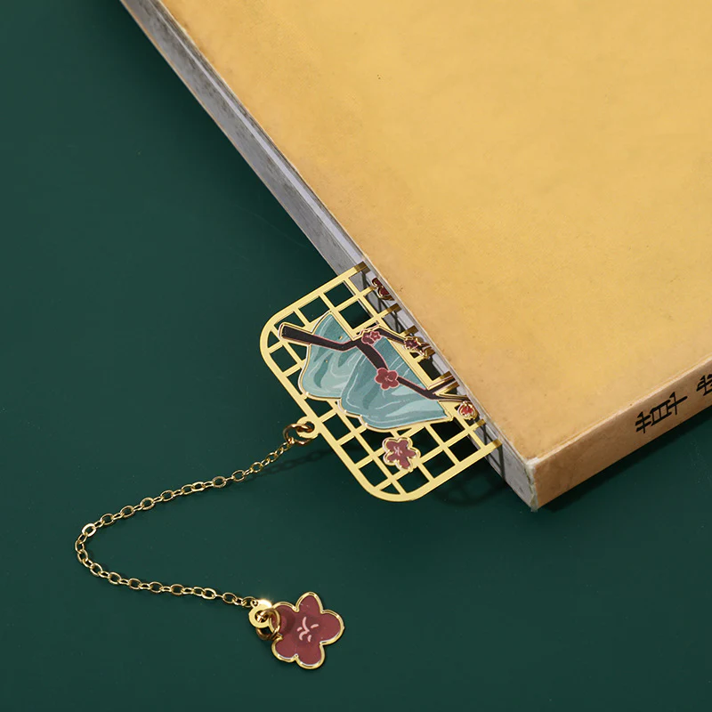 Buddha Stones Elk Koi Fish Crane Nine Tailed Fox Metal Brass Hollow Bookmark