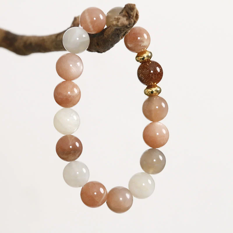 Buddha Stones Natural Sun Stone Gold Sandstone Wealth Positive Bracelet