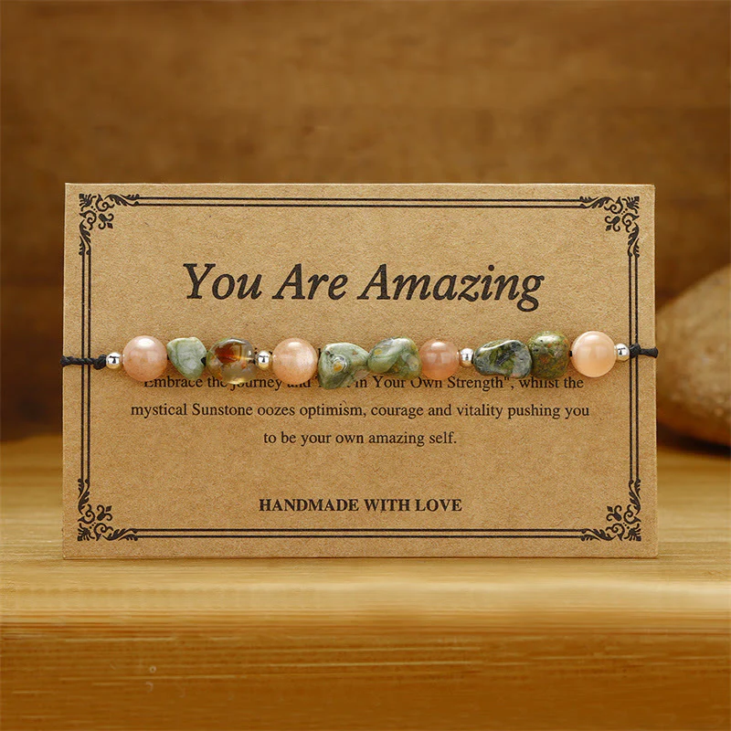 Buddha Stones You Are Amazing Rhyolite Sun Stone Positive Bracelet
