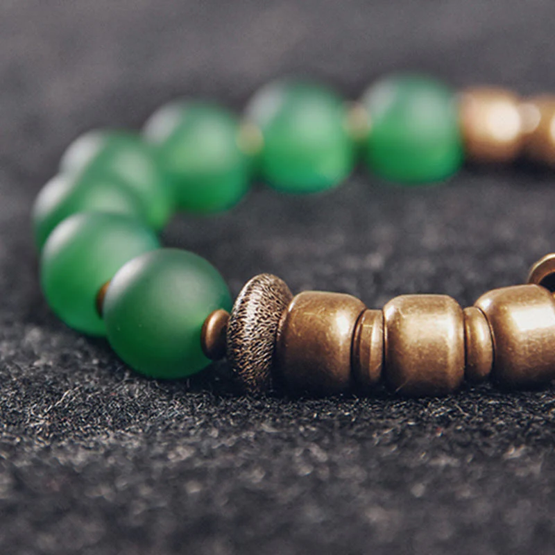Buddha Stones Tibetan Red Agate Green Agate Copper Confidence Fortune Bracelet