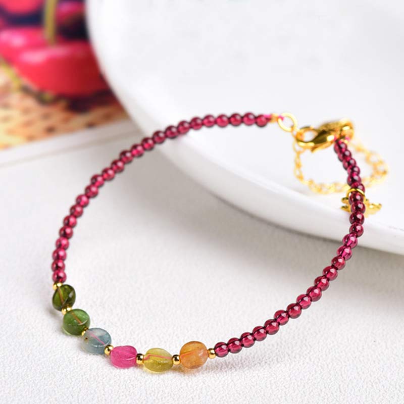 Buddha Stones Garnet Tourmaline Butterfly Protection Bracelet Anklet