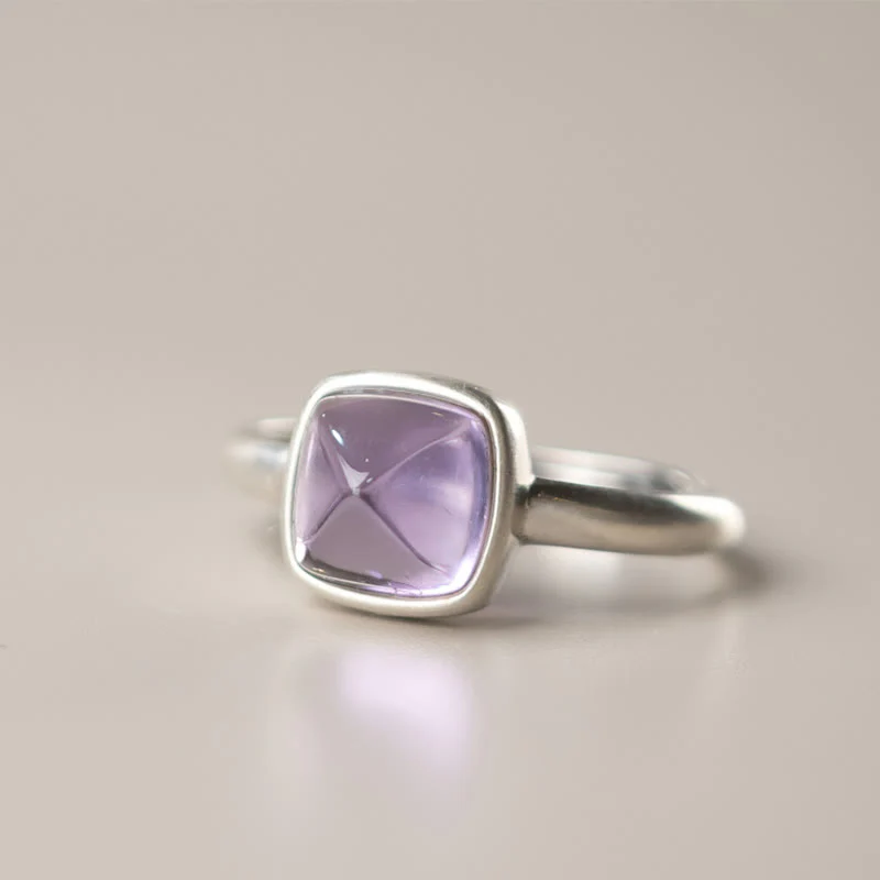 Buddha Stones Natural 925 Sterling Silver Amethyst Adjustable Balance Ring