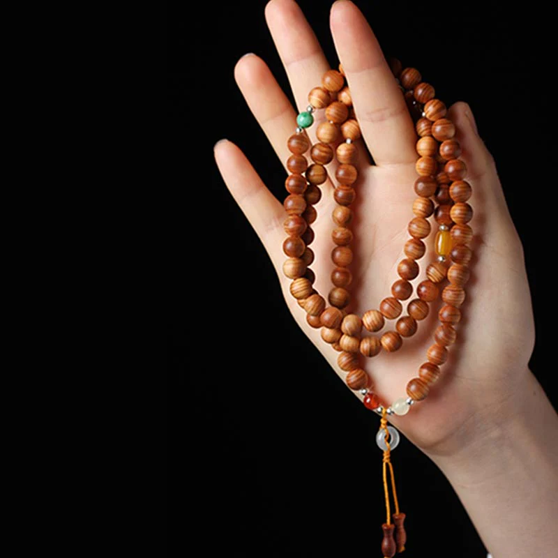Buddha Stones Tibetan Rosewood Mala Healing Necklace Bracelet