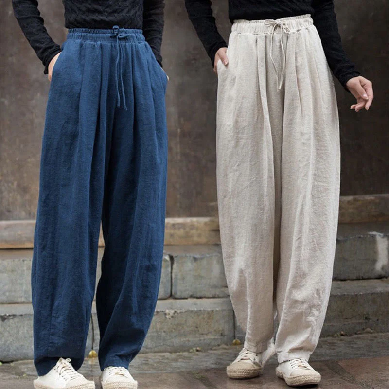 Buddha Stones Plain Design Cotton Women's Pants