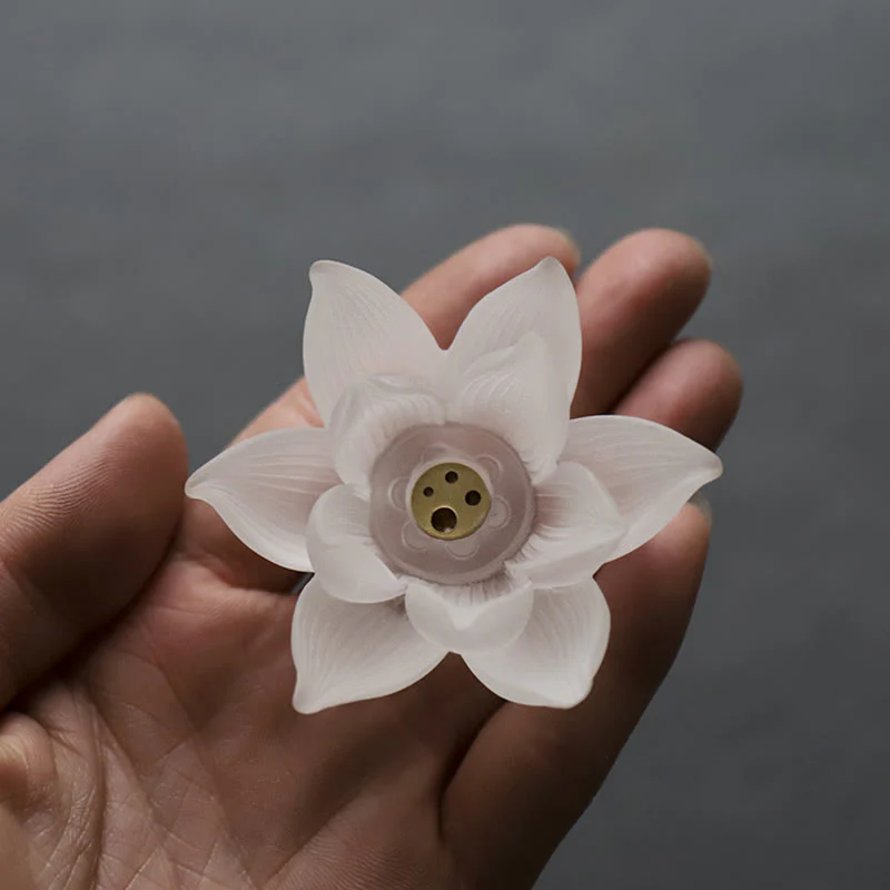 Buddha Stones Mini Lotus Liuli Crystal Healing Meditation Stick Incense Burner