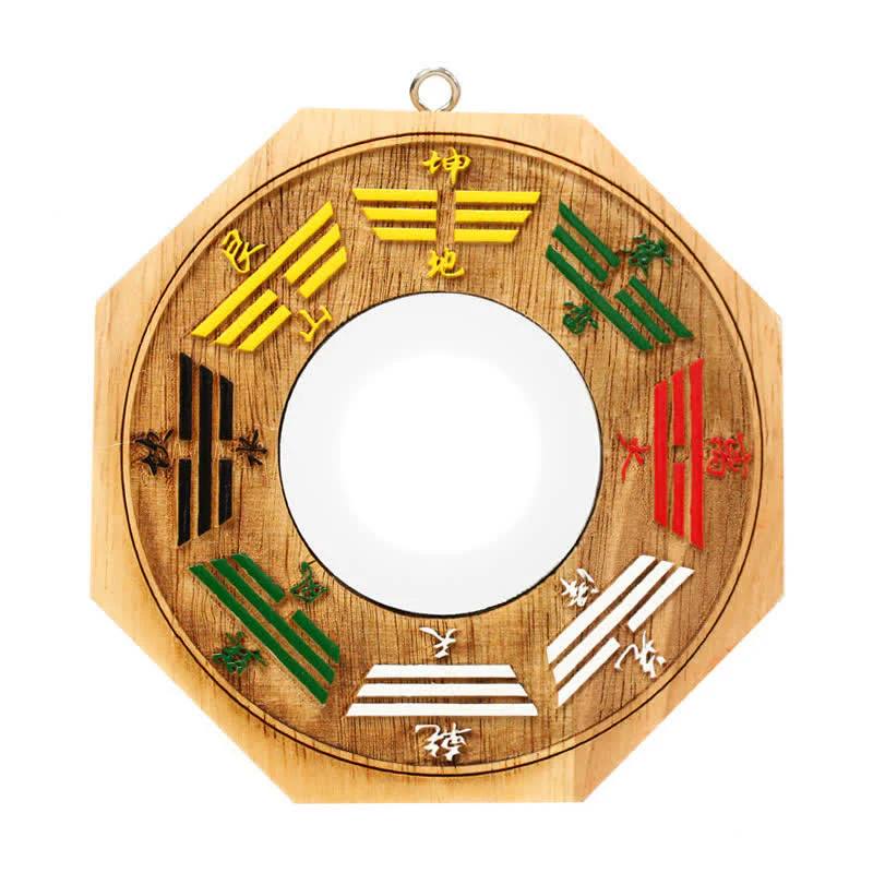 Buddha Stones Feng Shui Bagua Map Peach Wood Balance Energy Map Mirror