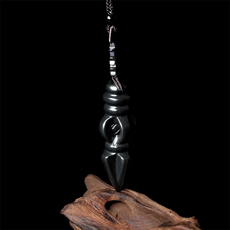 Buddha Stones Tibetan Hetian Cyan Jade Pestle Vajra Dorje Star Harmony Necklace Pendant